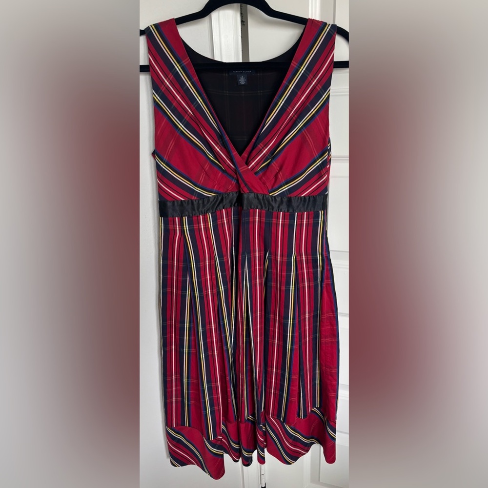 Tommy Hilfiger Red and Yellow Striped Midi Dress